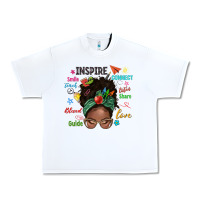 White afro messy bun teach inspire love teacher blessed Urban Heavy Tee - NancyCooperArtShop