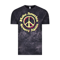 Cloud Black Make America Groovy Again Peace Sign 70S Retro Vintage Tee - lanVoArt