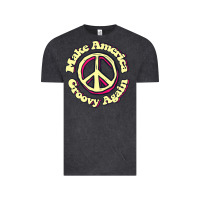 Vintage Black Make America Groovy Again Peace Sign 70S Retro Vintage Tee - lanVoArt