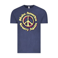 Vintage Denim Make America Groovy Again Peace Sign 70S Retro Vintage Tee - lanVoArt
