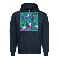 Navy valentines day champagne and strawberry Zipper Hoodie - BundleAndBundleShop