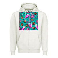 Oatmeal Heather valentines day champagne and strawberry Zipper Hoodie - BundleAndBundleShop
