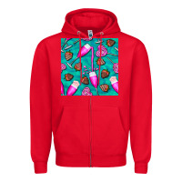 Red valentines day champagne and strawberry Zipper Hoodie - BundleAndBundleShop