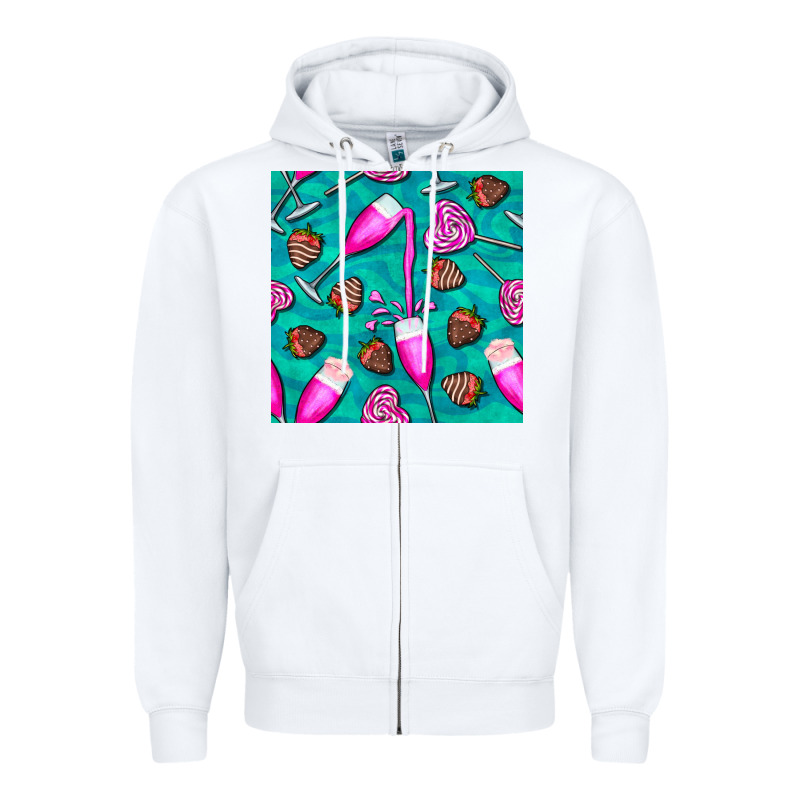 Valentines Day Champagne And Strawberry Zipper Hoodie by BundleAndBundleShop | Teevron