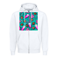 White valentines day champagne and strawberry Zipper Hoodie - BundleAndBundleShop