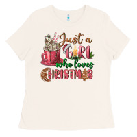 Bone Pink Just a girl who loves Christmas Ladies Tee - NancyCooperArtShop