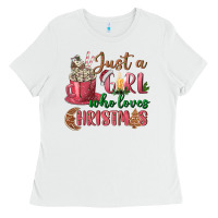 Pink Just A Girl Who Loves Christmas Ladies Tee | Teevron