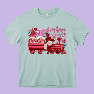 Valentines Express With Gnomies Heavy Core Tee Designed By Nancycooperartshop
