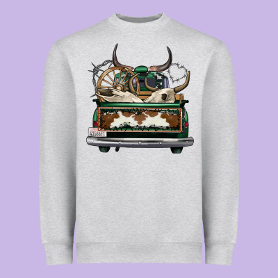 Cowhide And Hunter Truck Olivia Heavyweight Sweatshirt Designed By Oliviacreatesart