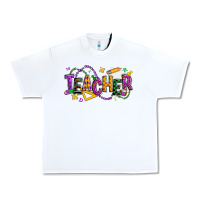 White mardi gras teacher Urban Heavy Tee - texasbilliewilder