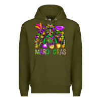 Army Green Mardi Gras Rainbow Premium Hoodie - BundleAndBundleShop