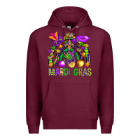 Burgundy Mardi Gras Rainbow Premium Hoodie - BundleAndBundleShop