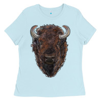 Baby Blue american bison Ladies Tee - RanaPortraitStore