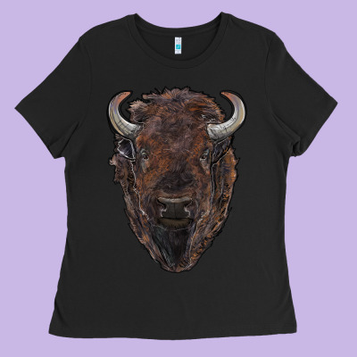 American Bison Ladies Tee Designed By Ranaportraitstore