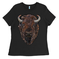 Black american bison Ladies Tee - RanaPortraitStore