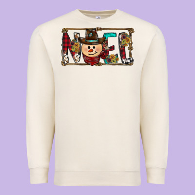 Noel Snowman Christmas Premium Sweatshirt Designed By Cowhidedigitalart