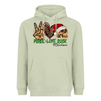 Matcha Peace Love Rock Christmas Heavyweight Hoodie - CowhideDigitalArt