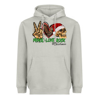 Peace Love Rock Christmas Heavyweight Hoodie | Teevron