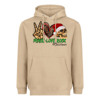 Mushroom Peace Love Rock Christmas Heavyweight Hoodie - CowhideDigitalArt