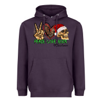 Plum Peace Love Rock Christmas Heavyweight Hoodie - CowhideDigitalArt