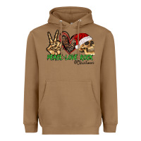 Toasted Coconut Peace Love Rock Christmas Heavyweight Hoodie - CowhideDigitalArt