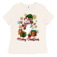 Bone Snowman Merry Christmas Ladies Tee - NancyCooperArtShop
