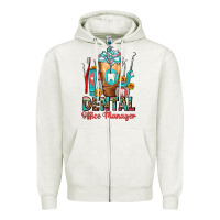 Oatmeal Heather dental office manager cold drink frappe Zipper Hoodie - FaDigitalArtStudio