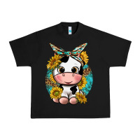 Black cute cow with sunflower and leopard Urban Heavy Tee - texasbilliewilder
