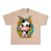 Burro cute cow with sunflower and leopard Urban Heavy Tee - texasbilliewilder