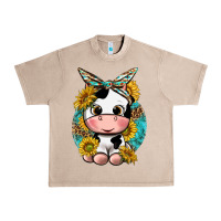 French Oak cute cow with sunflower and leopard Urban Heavy Tee - texasbilliewilder