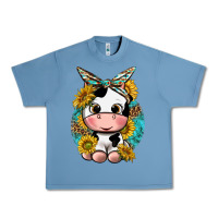 Pebble Blue cute cow with sunflower and leopard Urban Heavy Tee - texasbilliewilder