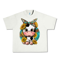 Pistachio cute cow with sunflower and leopard Urban Heavy Tee - texasbilliewilder