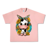 Salmon cute cow with sunflower and leopard Urban Heavy Tee - texasbilliewilder