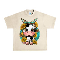 Sandshell cute cow with sunflower and leopard Urban Heavy Tee - texasbilliewilder