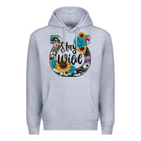 Heather Grey western stay wild horsesho Premium Hoodie - RanaPortraitStore
