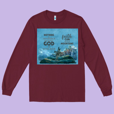 Nothing Is Impossible With Cross Long Sleeve Tee Designed By Tumblerdesignbyshophia