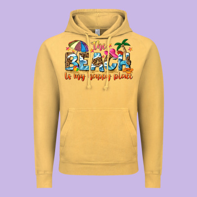 The Beach Is My Happy Place Vintage Hoodie Designed By Nancycooperartshop