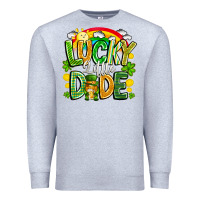 Heather Grey Lucky Little Dude Premium Sweatshirt - CowhideDigitalArt