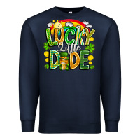 Navy Lucky Little Dude Premium Sweatshirt - CowhideDigitalArt