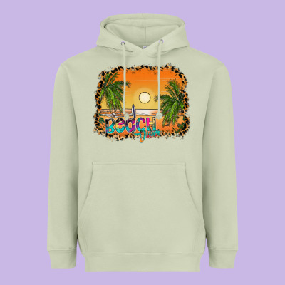 Beach Vibes Heavyweight Hoodie Designed By Cowhidedigitalart