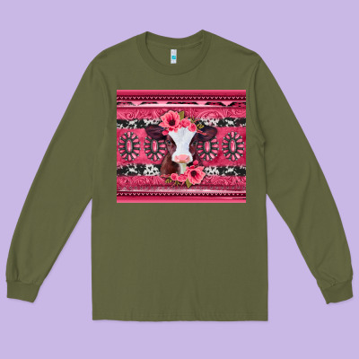 Pink Gemstone Baby Calf Western Valentines Day Long Sleeve Tee Designed By Jasminsmagicworld