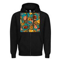 Black american football winner cup and helmet seamless pattern Zipper Hoodie - BundleAndBundleShop