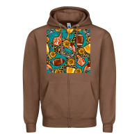 Chestnut american football winner cup and helmet seamless pattern Zipper Hoodie - BundleAndBundleShop