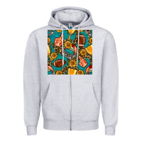 Heather Grey american football winner cup and helmet seamless pattern Zipper Hoodie - BundleAndBundleShop
