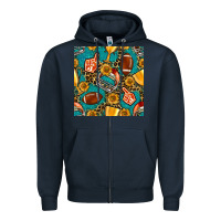 Navy american football winner cup and helmet seamless pattern Zipper Hoodie - BundleAndBundleShop