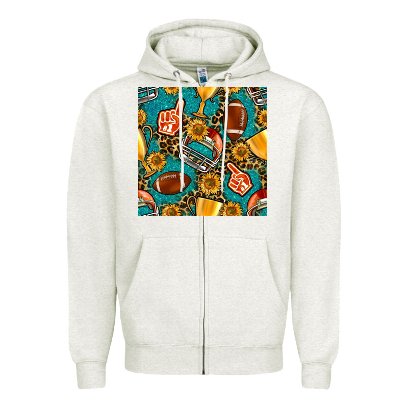 American Football Winner Cup And Helmet Seamless Pattern Zipper Hoodie by BundleAndBundleShop | Teevron