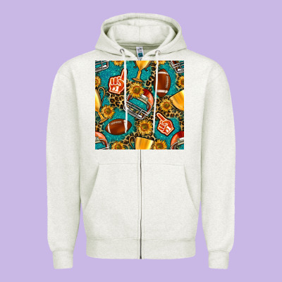 American Football Winner Cup And Helmet Seamless Pattern Zipper Hoodie Designed By Bundleandbundleshop