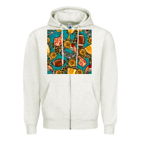 Oatmeal Heather american football winner cup and helmet seamless pattern Zipper Hoodie - BundleAndBundleShop