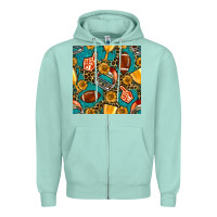 Seafoam american football winner cup and helmet seamless pattern Zipper Hoodie - BundleAndBundleShop