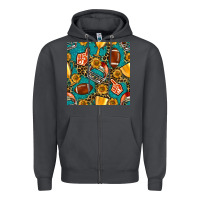 Smoke american football winner cup and helmet seamless pattern Zipper Hoodie - BundleAndBundleShop